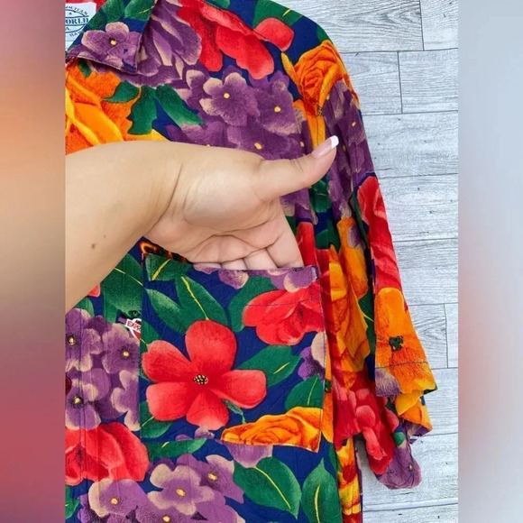 Jams World Santa Monica Floral Rayon Hawaiian Shirt Mens L Surf Line USA large - Picture 8 of 14